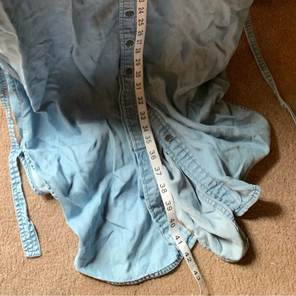 C&C California size S Light Wash Denim Shirt Dress w/Tie Belt - Picture 10 of 13